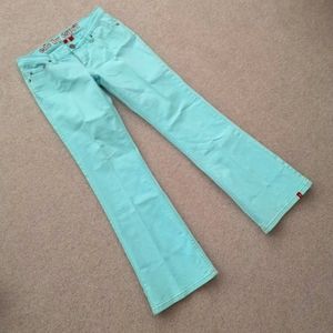 Esprit edc Vintage Y2K Low Rise Bright Cyan Blue Bootcut Jeans